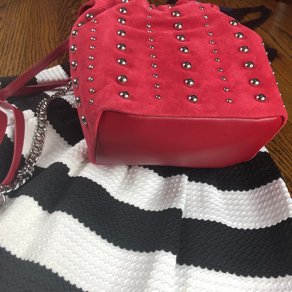 Sam Edelman Red Suede and Stud Crossbody Bag - Picture 3 of 8